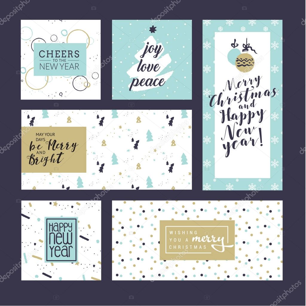 Collection of Christmas and New Year greeting cards and web banners