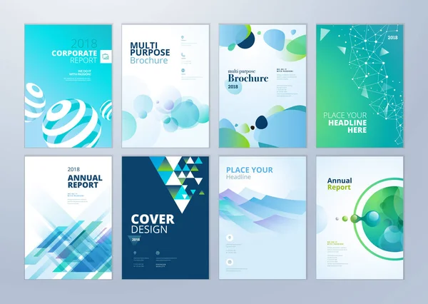 Σύνολο Ετήσια Έκθεση Φυλλάδιο Flyer Πρότυπα Σχεδίου Μέγεθος Διανυσματικά Εικονογραφήσεις — Διανυσματικό Αρχείο