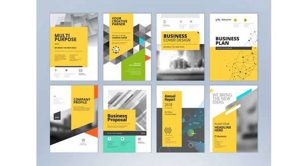 Set Business Brochure Annual Report Flyer Design Templates Size Vector — Stock Vector