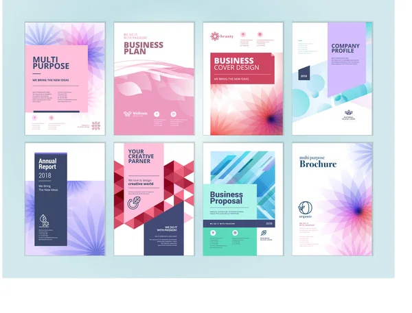 Set Beauty Brochure Annual Report Flyer Design Templates Size Vector — Stock Vector