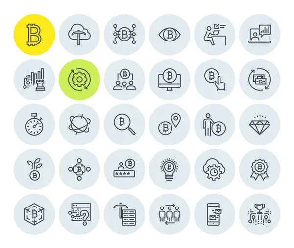 Cryptocurrency Icons Collection Premium Quality Thin Line Icons Set Blockchain — Stock Vector
