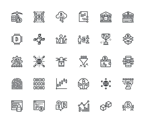 Набір Іконок Cryptocurrency Тонкі Лінії Преміум Якості Контуру Символ Колекція — стоковий вектор