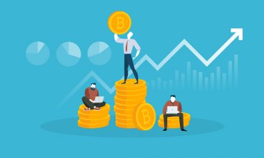 Bitcoin fiyat ve piyasa kap. Düz tasarım stili web afiş blockchain teknoloji, bitcoin, altcoins, cryptocurrency madencilik, finans, dijital para piyasası, cryptocoin m-cüzdan, kripto Satım. 