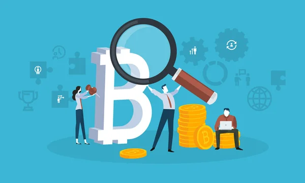 Blockchain Technológia Lapos Kivitel Stílus Web Banner Blockchain Technológia Bitcoin — Stock Vector