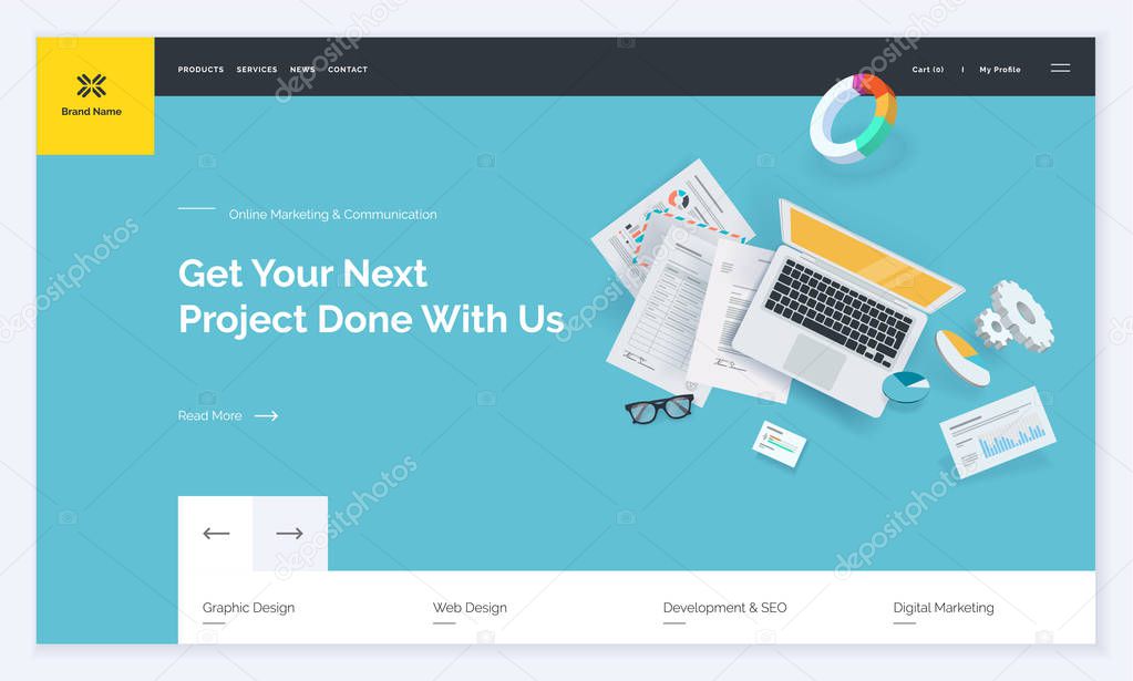 Website template design. Modern vector illustration concept of web page design for website and mobile website development. Easy to edit and customize.