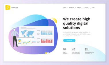 Web sitesi şablon tasarımı. Web sitesi ve mobil web sitesi geliştirme için web sayfası tasarımı modern vektör illüstrasyon kavramı. Düzenlemesi ve kişiselleştirmesi kolay.