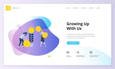 Web sitesi şablon tasarımı. Web sitesi ve mobil web sitesi geliştirme için web sayfası tasarımı modern vektör illüstrasyon kavramı. Düzenlemesi ve kişiselleştirmesi kolay.