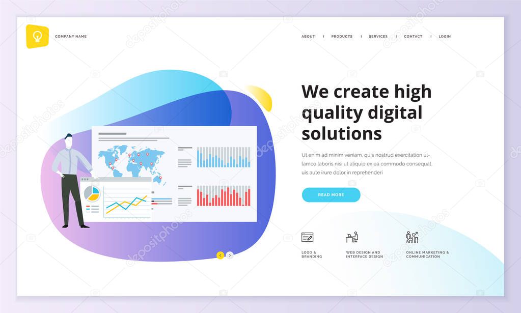 Website template design. Modern vector illustration concept of web page design for website and mobile website development. Easy to edit and customize.
