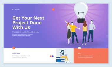 Etkili web sitesi şablonu tasarım. Modern düz tasarım vektör illüstrasyon kavramı web sayfa tasarımı Web sitesi ve mobil web sitesi geliştirme için. Düzenlemek ve özelleştirmek kolay.