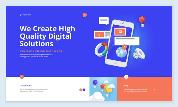 Diseño Efectivo Plantilla Del Sitio Web Diseño Plano Moderno Concepto — Archivo Imágenes Vectoriales