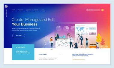 Etkili web sitesi şablonu tasarım. Modern düz tasarım vektör illüstrasyon kavramı web sayfa tasarımı Web sitesi ve mobil web sitesi geliştirme için. Düzenlemek ve özelleştirmek kolay.