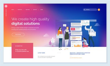 Etkili web sitesi şablonu tasarım. Modern düz tasarım vektör illüstrasyon kavramı web sayfa tasarımı Web sitesi ve mobil web sitesi geliştirme için. Düzenlemek ve özelleştirmek kolay.
