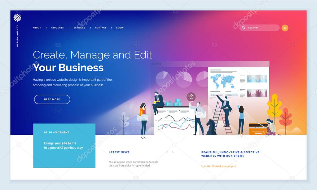 Effective website template design. Modern flat design vector illustration concept of web page design for website and mobile website development. Easy to edit and customize.