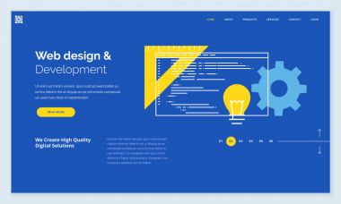 Web sitesi şablonu tasarımı. Web sayfası tasarımı Web sitesi ve mobil web sitesi geliştirme için vektör illüstrasyon kavramı çağdaş düz çizgi. Düzenlemek ve özelleştirmek kolay.