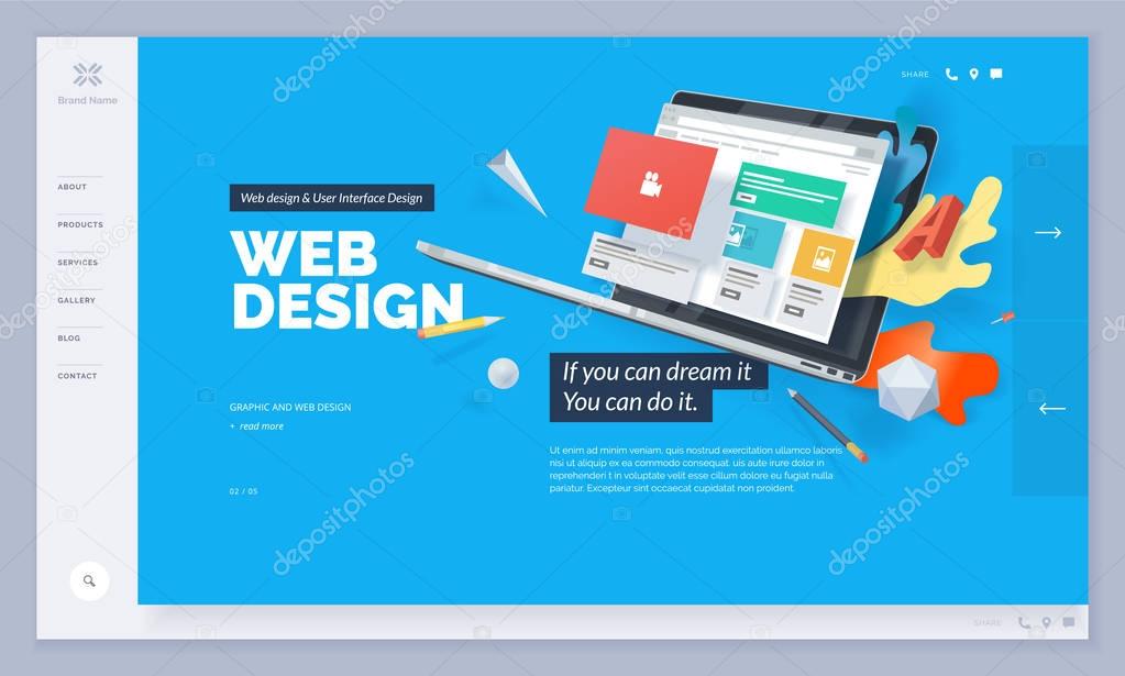 Website design. Vector illustration template for website and mobile website design and development. Creative concept, easy to edit and customize.