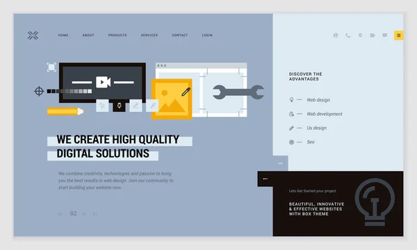Yaratıcı Web Sitesi Şablonu Tasarımı Web Sayfa Tasarımı Web Sitesi — Stok Vektör
