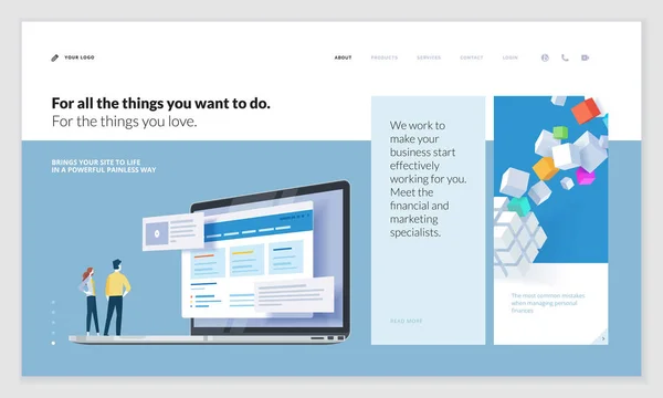 Design Creativo Del Modello Sito Web Concetto Illustrazione Vettoriale Della — Vettoriale Stock