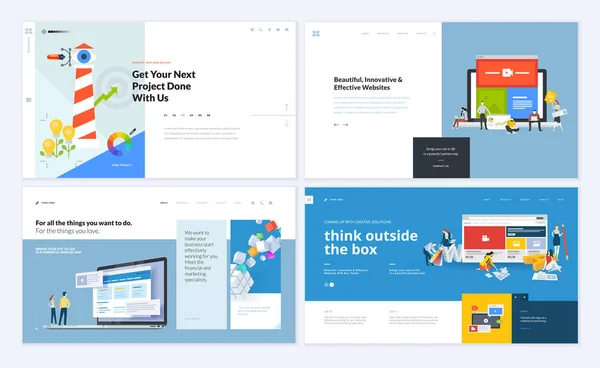 Ensemble Modèles Site Web Créatifs Concepts Illustration Vectorielle Pour Conception — Image vectorielle