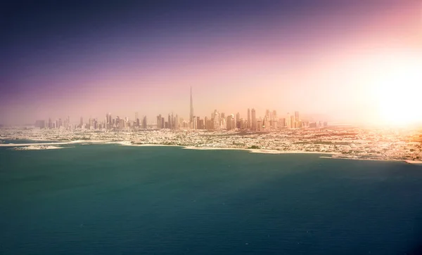 Dubais Skyline Solnedgången Förenade Arabemiraten — Stockfoto