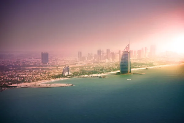 Skyline Van Dubai Prachtig Panoramisch Uitzicht Van Dubai Zonsondergang Tijd — Stockfoto