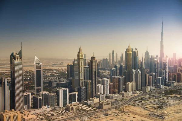 Panorama Dubaje Vzduchu Dubai Downtown Moderní Mrakodrapy — Stock fotografie