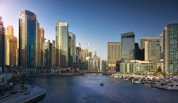 Dubai Marina Bij Zonsondergang Verenigde Arabische Emiraten — Stockfoto