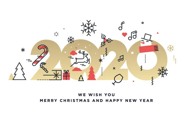 Frohe Weihnachten Und Ein Gutes Neues Jahr 2020 Modernes Vektor — Stockvektor