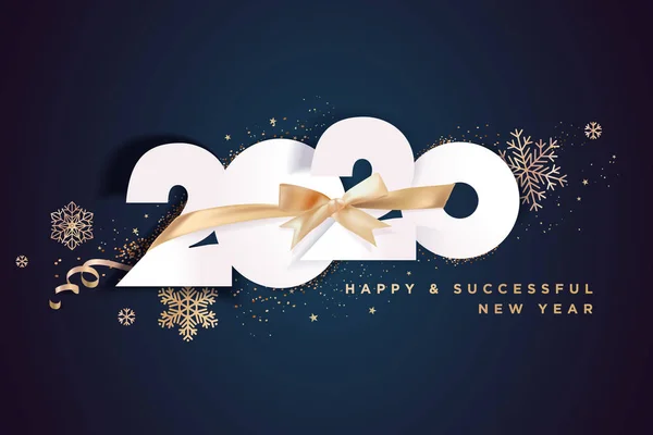Tarjeta Felicitación Business Happy New Year 2020 Concepto Ilustración Vectorial — Vector de stock