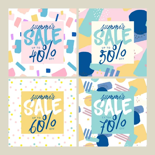 Summer Sale Satz Von Social Media Banner Vektor Illustrationen Für — Stockvektor