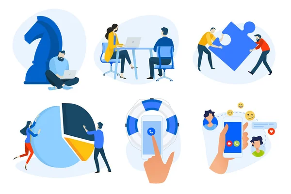 Flat Design Concept Iconen Collectie Vector Illustraties Van Bedrijfsstrategie Analyse — Stockvector