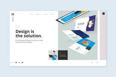 Web sitesi şablon tasarımı. Web sitesi ve mobil web sitesi geliştirme için web sayfası tasarımı modern vektör illüstrasyon kavramı. Düzenlemesi ve kişiselleştirmesi kolay.