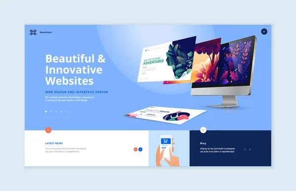 Website Template Ontwerp Modern Vector Illustratie Concept Van Webpagina Ontwerp — Stockvector