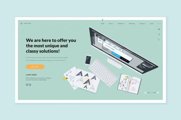 Website Template Ontwerp Modern Vector Illustratie Concept Van Webpagina Ontwerp — Stockvector