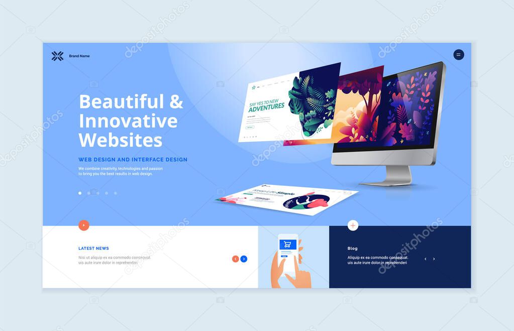 Website template design. Modern vector illustration concept of web page design for website and mobile website development. Easy to edit and customize.