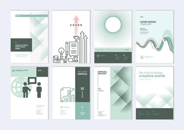 Set Van Brochure Jaarverslag Bedrijfsplan Omslag Ontwerp Sjablonen Vector Illustraties — Stockvector