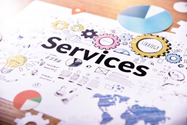 SEO ve internet hizmetleri. Web sitesi ve mobil afiş, İnternet pazarlama, sosyal medya ve ağ, markalaşma, pazarlama materyali, sunum şablonu için yaratıcı konsept.