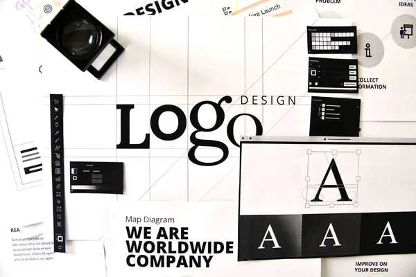 Logo Ontwerp Creatief Concept Voor Website Mobiele Banner Internetmarketing Sociale — Stockfoto