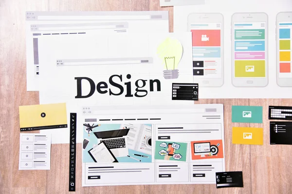 Design Und Entwicklung Von Webseiten Und Mobilen Webseiten Kreatives Konzept — Stockfoto