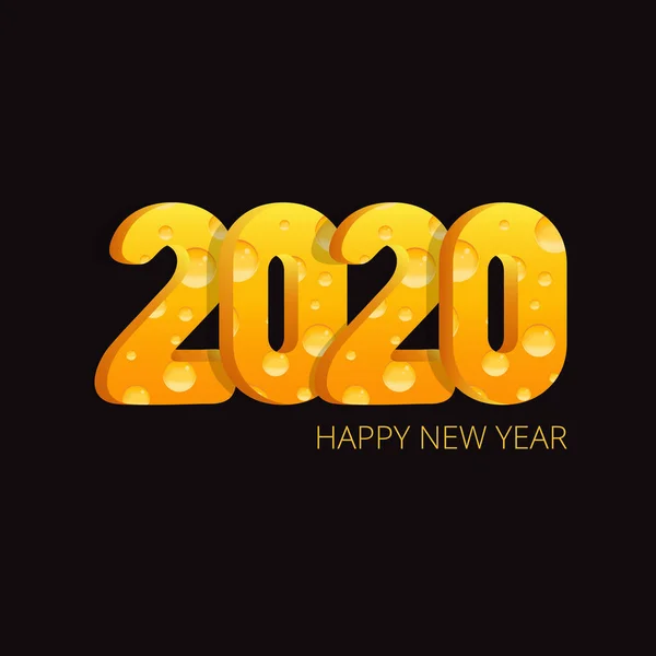 2020 рік З новим роком дизайн вітальних листівок. Дані 2020 року з текстурою сиру. Ілюстрація Нового року на китайському календарі-щурі. Ізольовані на білому тлі. — стоковий вектор