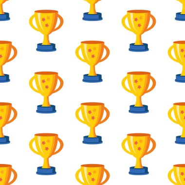 Yıldızlı kusursuz kupa kupası. Birincilik ödülü Altın Kupa ikonu. Arkaplan düz vektör çizimi. Birincilik ödülü. Başarı ve iş hedefleri.