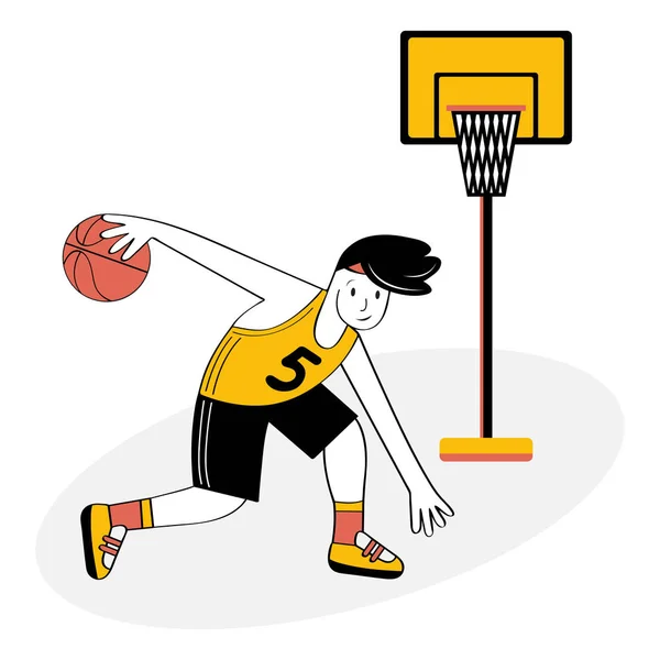 Boy basketball player throws ball in basket Vector Image