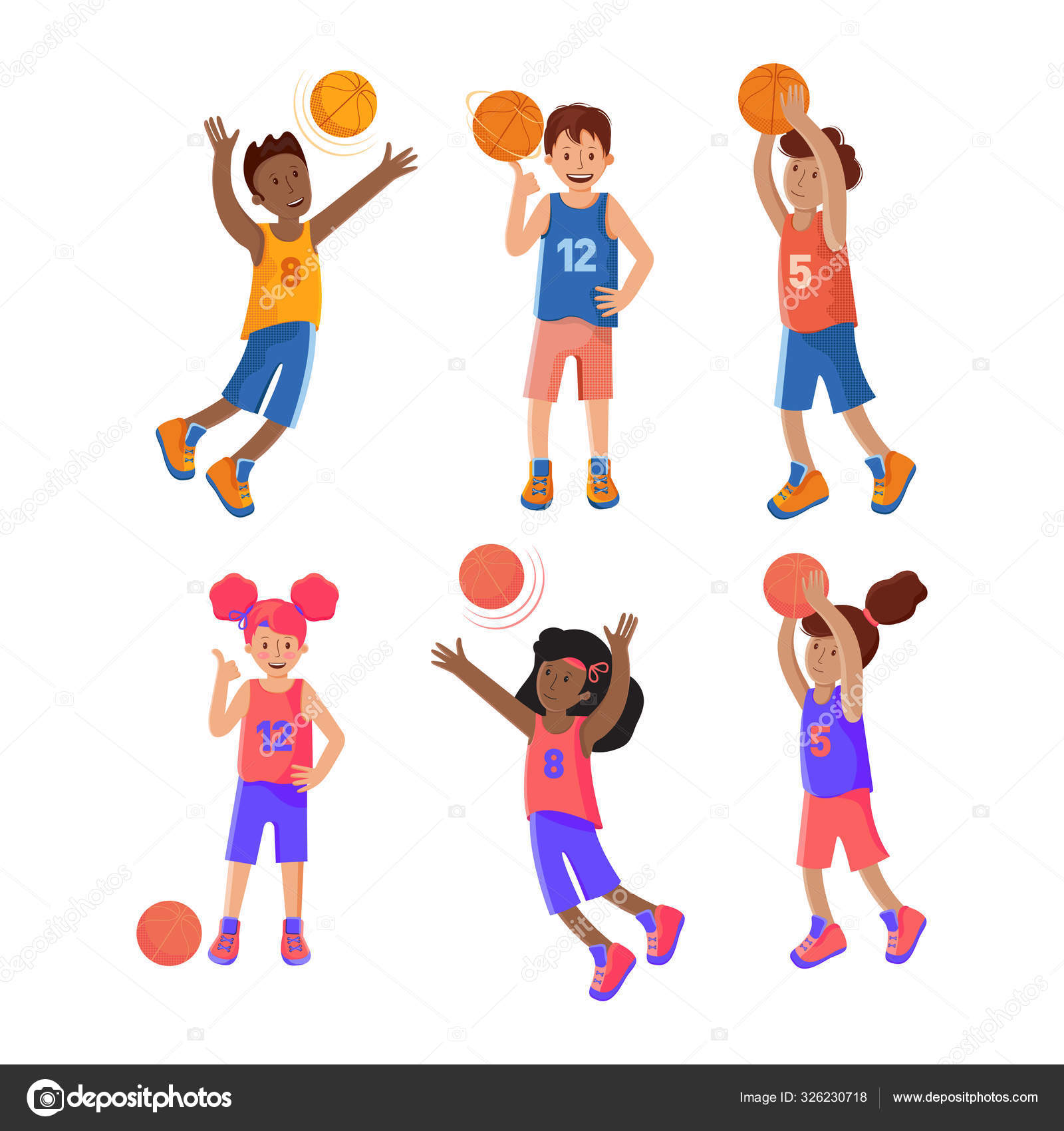 Desenho Animado Bonito Uma Bola Basquete imagem vetorial de