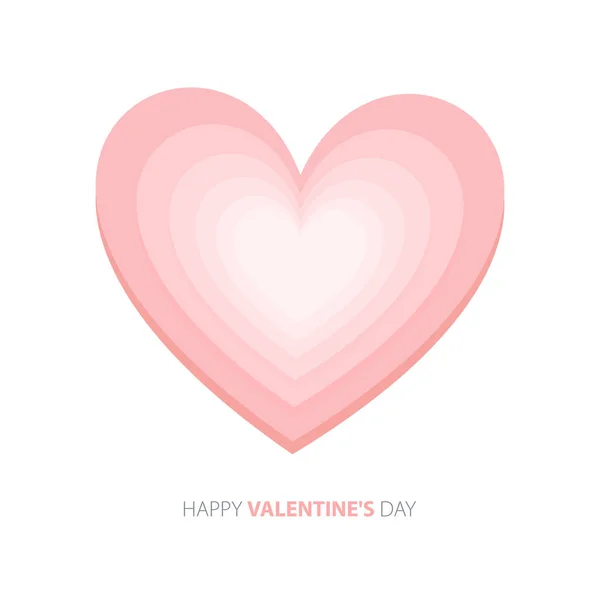 Boldog Valentin napot. Nagy rózsaszín szív elszigetelt fehér háttérrel. Üdvözlőlap vagy banner Valentin nap. Tervezés Valentin és esküvő. — Stock Vector