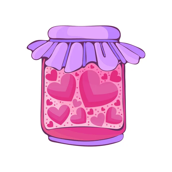 Love magic potion in a glass jar. The icon of the magic elixir. Design elements for Valentine s Day. Decoration for menu or card and poster for happy Valentine s day. Hand drawn illustration in vector — Stock Vector