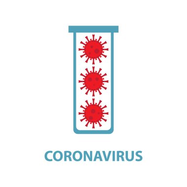 Çin 'de Coronavirus. Roman Coronavirus 2019-Ncov. Virüs karantinası. Mers-Cov orta doğu solunum sendromu. Virüs Salgını Koruma Konsepti. Virüslü veya analizli tıbbi test tüpü. Vektör logosu