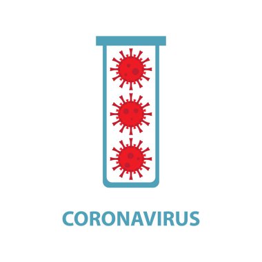 Çin 'de Coronavirus. Roman Coronavirus 2019-Ncov. Virüs karantinası. Mers-Cov orta doğu solunum sendromu. Virüs Salgını Koruma Konsepti. Virüslü veya analizli tıbbi test tüpü. Vektör logosu