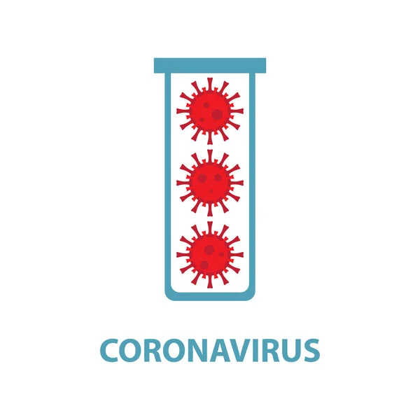 Coronavirus in China. Neues Coronavirus 2019-ncov. Virusquarantäne. mers-cov Middle East respiratory syndrome. Virenpandemieschutzkonzept. medizinisches Reagenzglas mit Virus oder Analyse. Vektorlogo — Stockvektor