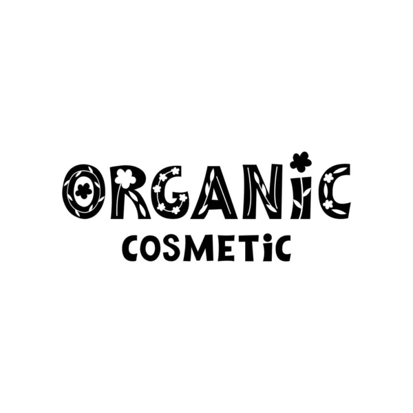 Píšu Organickou Kosmetiku Ručně Kreslené Logo Pro Značku Přírodní Ekologické — Stockový vektor