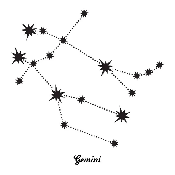 Constelación Del Zodíaco Géminis Ilustración Vectorial Estilo Del Minimalismo Símbolo — Archivo Imágenes Vectoriales