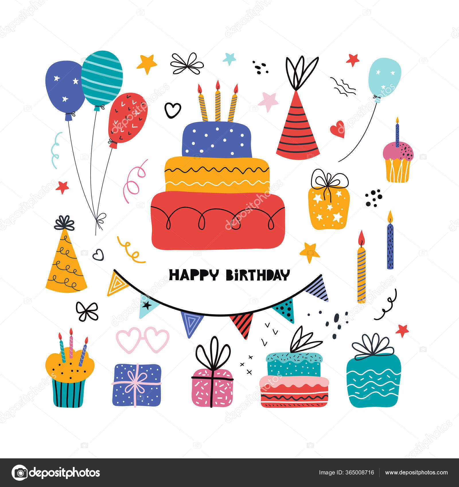 誕生日パーティー孤立要素を設定します 手描きイラスト グリーティングカード 招待デザイン要素 ろうそくと風船でケーキ 休日のお祝いパーティーの飾り 手書き文字 ストックベクター C Catrin1309 誕生日パーティー孤立要素を設定します 手描きイラスト グリーティングカード 招待デザイン要素 ろうそくと風船でケーキ 休日のお祝いパーティーの飾り 手書き文字 ストックベクター C Catrin1309